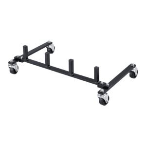 car dolly rack, storage rack with 360° rotatable wheels, hydraulic ratchet trolley jack stand organizer, jack stands holder storage rack, 4 dolly capacity, compatible with most dollies