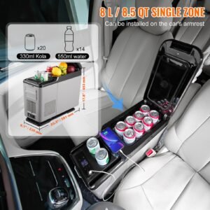 car refrigerator, 12 volt car armrest refrigerator fridge, 15 l single zone portable freezer, 4 68 f adjustable range, 12/24v dc and 100 240v ac compressor cooler for outdoor, camping