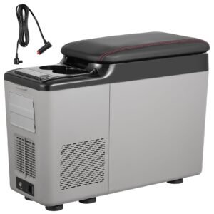 Car Refrigerator, 12 Volt Car Armrest Refrigerator Fridge, 15 L Single Zone Portable Freezer, -4-68 F Adjustable Range, 12/24V DC and 100-240V AC Compressor Cooler for Outdoor, Camping