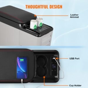 car refrigerator, 12 volt car armrest refrigerator fridge, 15 l single zone portable freezer, 4 68 f adjustable range, 12/24v dc and 100 240v ac compressor cooler for outdoor, camping