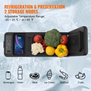 car refrigerator, 12 volt car armrest refrigerator fridge, 8 l single zone portable freezer, 4 68 f adjustable range, 12/24v dc and 100 240v ac compressor cooler for outdoor, camping
