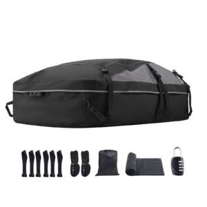 Car Rooftop Cargo Carrier Bag, 21 Cubic Feet Cargo Carrier for Car Roof, 100% Waterproof 900D Oxford Cloth Roof Luggage Bag for All Vehicle with/without Rack- with Lock, Non-Slip Mat, Door Hooks