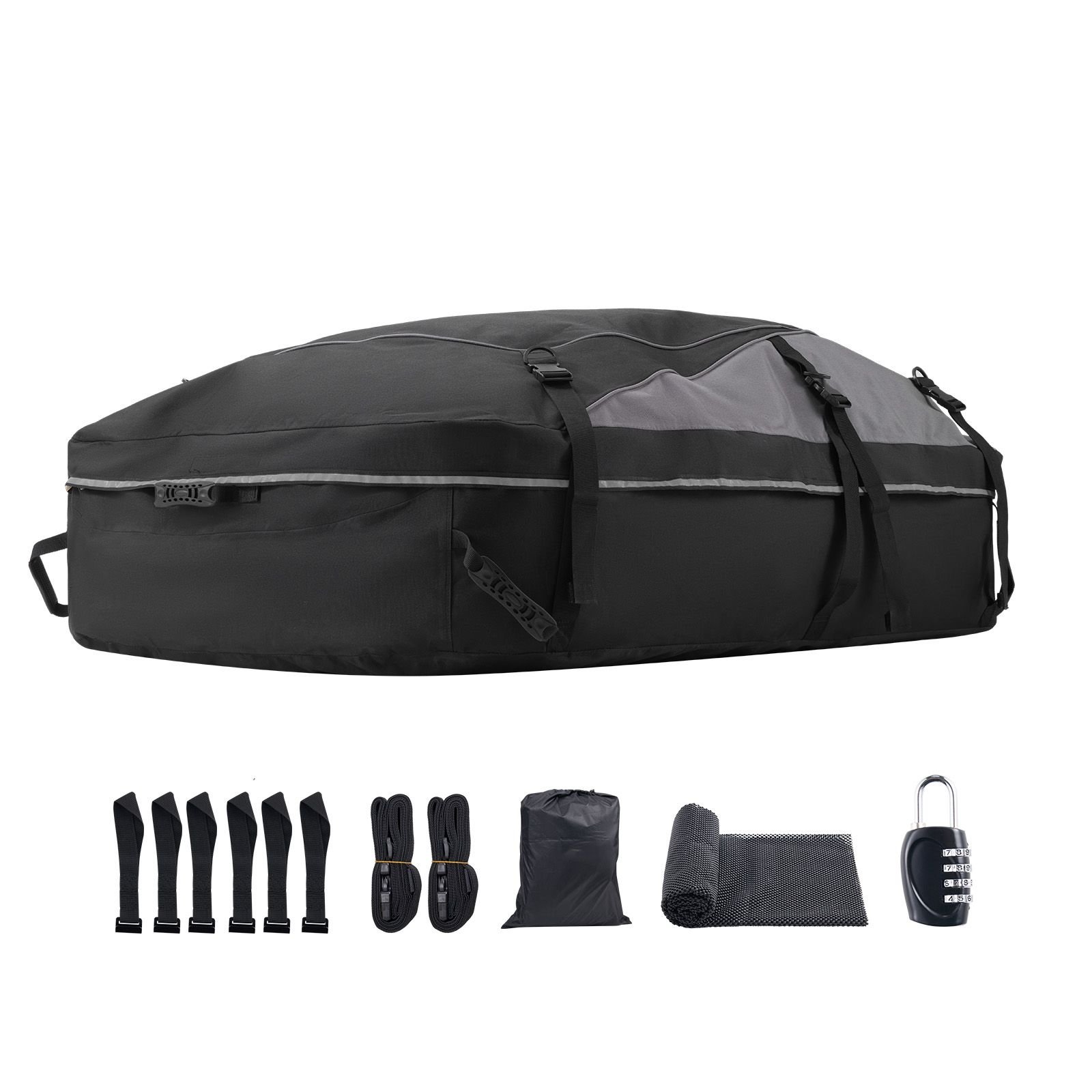 car rooftop cargo carrier bag, 21 cubic feet cargo carrier for car roof, 100% waterproof 900d oxford cloth roof luggage bag for all vehicle with/without rack with lock, non slip mat, door hooks