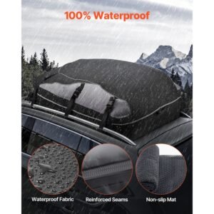car rooftop cargo carrier bag, 21 cubic feet cargo carrier for car roof, 100% waterproof 900d oxford cloth roof luggage bag for all vehicle with/without rack with lock, non slip mat, door hooks