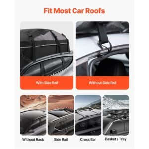 car rooftop cargo carrier bag, 21 cubic feet cargo carrier for car roof, 100% waterproof 900d oxford cloth roof luggage bag for all vehicle with/without rack with lock, non slip mat, door hooks
