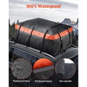 car rooftop cargo carrier bag, 23 cubic feet roof cargo carrier, heavy duty 840d pvc 100% waterproof car roof luggage bag for all vehicle with/without rack with lock, anti slip mat, 6 door hook