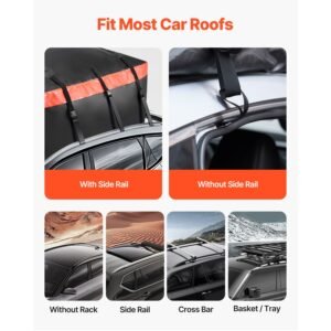 car rooftop cargo carrier bag, 23 cubic feet roof cargo carrier, heavy duty 840d pvc 100% waterproof car roof luggage bag for all vehicle with/without rack with lock, anti slip mat, 6 door hook