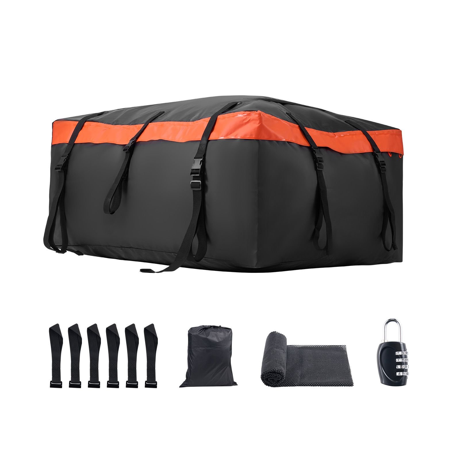 car rooftop cargo carrier bag, 23 cubic feet roof cargo carrier, heavy duty 840d pvc 100% waterproof car roof luggage bag for all vehicle with/without rack with lock, anti slip mat, 6 door hook
