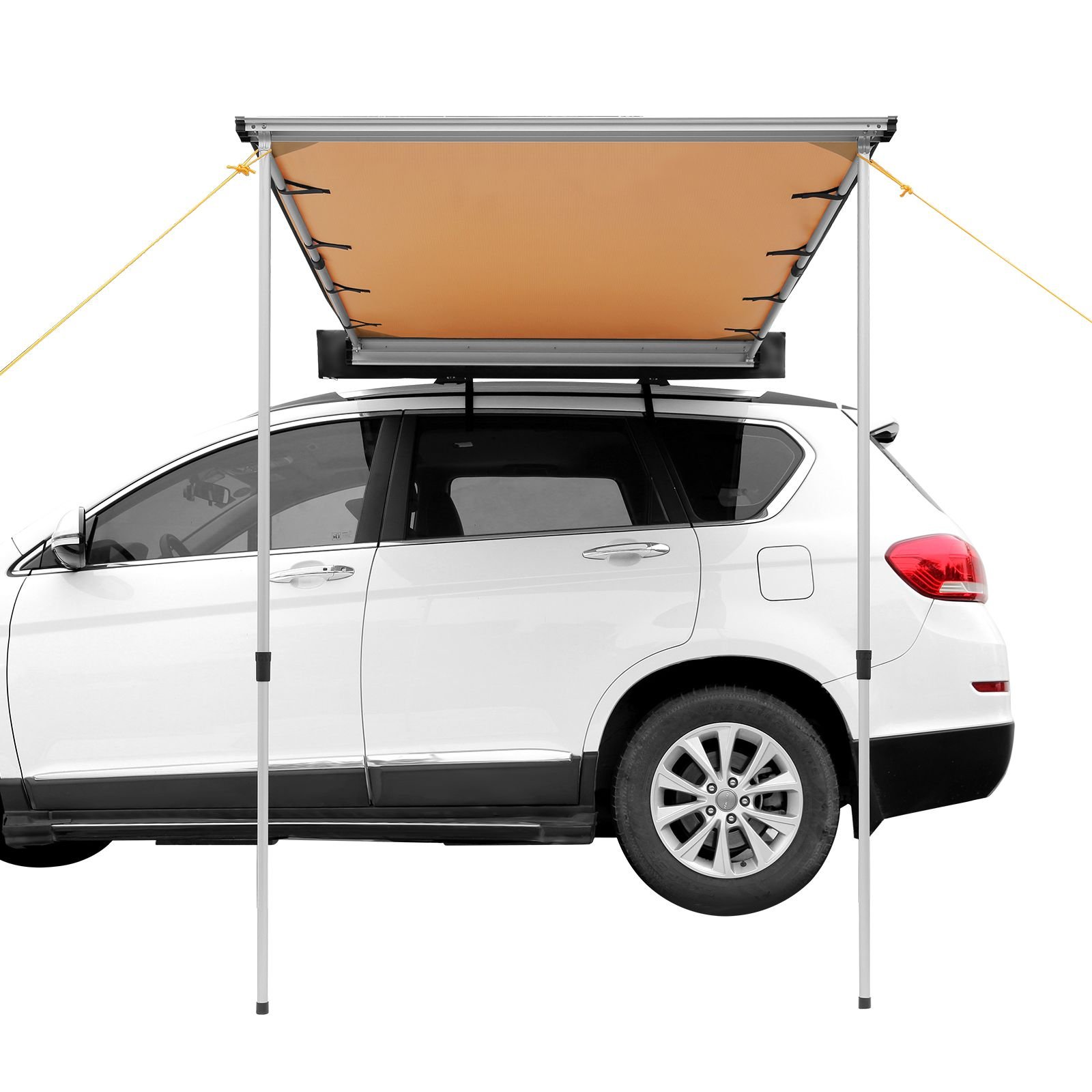 car side awning, large 4.6'x6.6' shade coverage vehicle awning, pu3000mm uv50+ retractable car awning with waterproof storage bag, suitable for truck, suv, van, campers