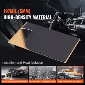 car sound deadening mat, 200 mil 25 sqft car sound dampening material, butyl automotive sound deadener, noise insulation and vibration dampening material for car