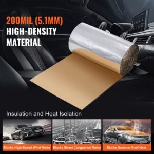 car sound deadening mat, 200 mil 36 sqft automotive sound deadener, high density foam sound deadener material & heat barrier, double layer waterproof structure acoustic insulation mat