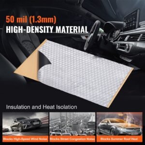 car sound deadening mat, 50 mil 52 sqft car sound dampening material, butyl automotive sound deadener, noise insulation and vibration dampening material for car