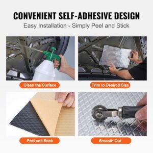 car sound deadening mat, 80 mil 36 sqft car sound dampening material, butyl automotive sound deadener, noise insulation and vibration dampening material for car