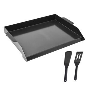 carbon steel griddle, 22x16 inch universal flat top rectangular plate, gas grill griddle for bbq grill, teppanyaki, portable family cookware, for camping tailgating party, black
