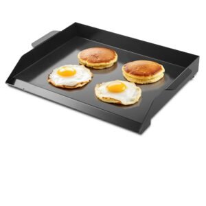 carbon steel griddle, 22x16 inch universal flat top rectangular plate, gas grill griddle for bbq grill, teppanyaki, portable family cookware, for camping tailgating party, black