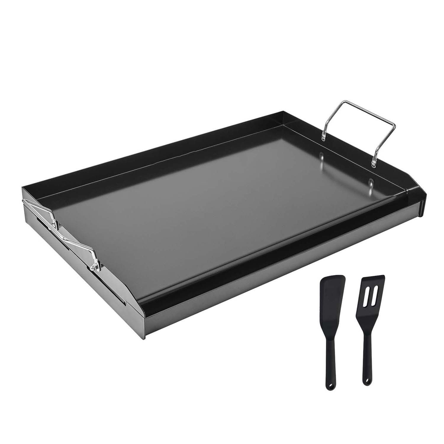 carbon steel griddle, 24x16 inch universal flat top rectangular plate, gas grill griddle for bbq grill, teppanyaki, portable family cookware with handle, for camping tailgating party