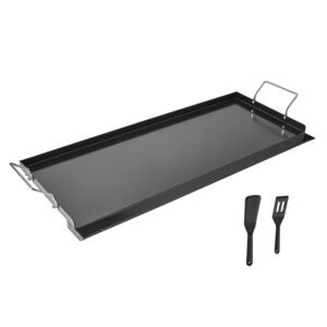 carbon steel griddle, 32x14 inch universal flat top rectangular plate, gas grill griddle for bbq grill, teppanyaki, portable family cookware with handle, for camping tailgating party