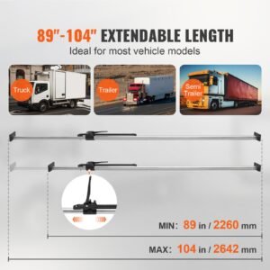 cargo bar, ratcheting cargo bar adjustable from 89" to 104", heavy duty steel cargo stabilizer bar with 309 lbs capacity, truck bed load bar for truck bed, trailer, semi trailer (4 pcs)
