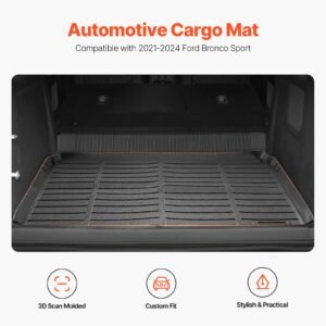 cargo mat compatible with ford bronco sport 2021 2022 2023 2024, precise fit trunk mat, 3d scanning durable tpe trunk protector replacement, black (1pcs)