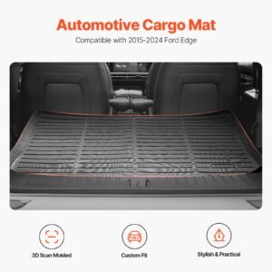 cargo mat compatible with ford edge 2015 2024 & ford edge st 2020 2024, precise fit trunk mat for suvs, tpe trunk protector replacement, black (1pcs)