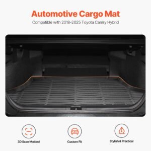 cargo mat compatible with toyota camry hybrid 2018 2025, precise fit odorless durable trunk mat, tpe trunk protector replacement, black (1pcs)