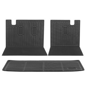 cargo mats compatible with 2016 2022 & 2023 2024 honda pilot, custom fit tpe cargo liner set for suvs, trunk and back seat protector replacement, black, trunk mat and backrest mats