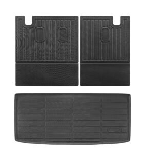 Cargo Mats Compatible with 2016-2022 & 2023-2024 Honda Pilot, Custom Fit TPE Cargo Liner Set for SUVs, Trunk and Back Seat Protector Replacement, Black, Trunk Mat and Backrest Mats