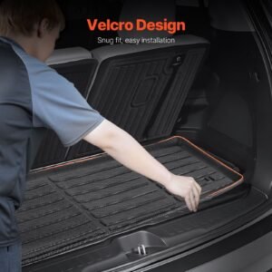 cargo mats compatible with 2016 2022 & 2023 2024 honda pilot, custom fit tpe cargo liner set for suvs, trunk and back seat protector replacement, black, trunk mat and backrest mats