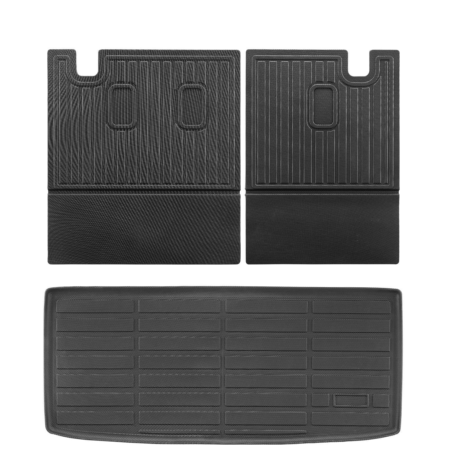 cargo mats compatible with 2016 2022 & 2023 2024 honda pilot, custom fit tpe cargo liner set for suvs, trunk and back seat protector replacement, black, trunk mat and backrest mats