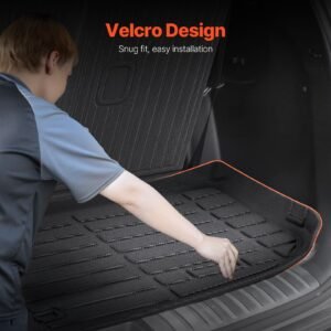 cargo mats compatible with hyundai palisade 2020 2024, custom fit tpe cargo liner set for suvs, trunk and rear back seat protector replacement, black, trunk mat and backrest mats
