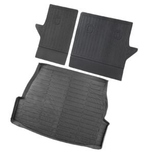 cargo mats compatible with toyota rav4 2019 2024, custom fit tpe cargo liner set for suvs, trunk and rear back seat protector replacement, black, trunk mat and backrest mats