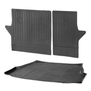 cargo mats compatible with toyota rav4 2019 2024, custom fit tpe cargo liner set for suvs, trunk and rear back seat protector replacement, black, trunk mat and backrest mats