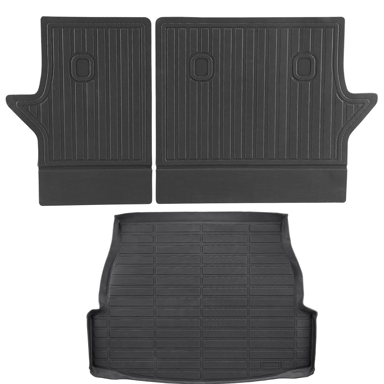 cargo mats compatible with toyota rav4 2019 2024, custom fit tpe cargo liner set for suvs, trunk and rear back seat protector replacement, black, trunk mat and backrest mats