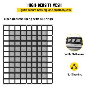 cargo net with mesh, 8' x 6.7' cargo net for pickup truck bed, heavy duty cargo nets with cam buckles & s hooks & cross strap, truck bed cargo net for trailer suv jeeps(96" x 80")