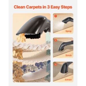 carpet cleaner machine, 50.72 oz clean water tank & 27.05 oz dirty water tank, portable upholstery shampooer, 11.5kpa handheld furniture extractor, spot and stain deep cleaner for rug couch car