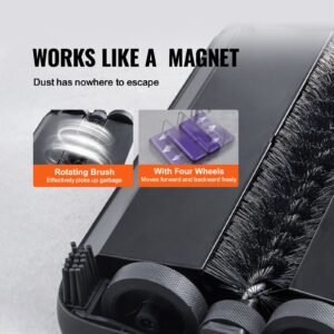 carpet sweeper manual, floor sweeper with 300 ml dustbin capacity easy to empty, 6.7 inch cleaning width for home office carpets pet hair dust, purple