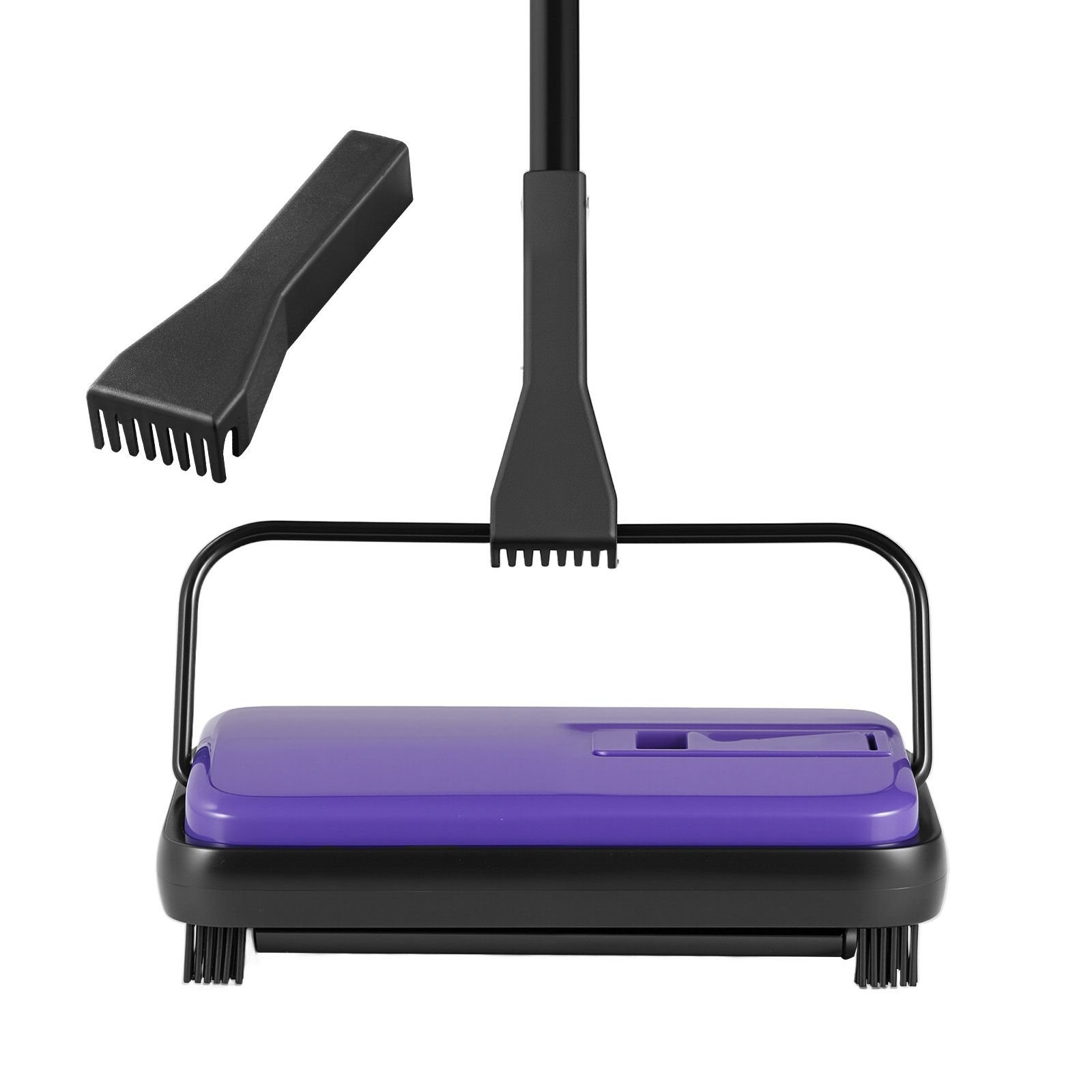 carpet sweeper manual, floor sweeper with 300 ml dustbin capacity easy to empty, 6.7 inch cleaning width for home office carpets pet hair dust, purple