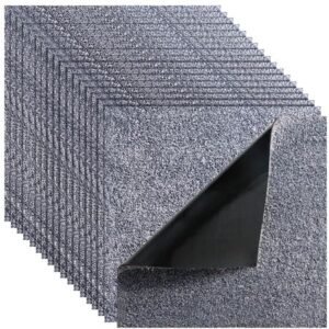 carpet tiles 18x18 inch, 10 pack carpet square rug detachable & damage free, self adhesive home floor soft plush padded for 22.5sq.ft coverage, easy diy for living room & bedroom, gray