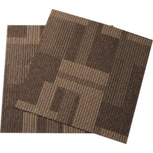Carpet Tiles Reusable, 24"x 24"Carpet Squares With Padding Attached, Soft Padded Carpet Tiles, Easy Install DIY for Bedroom Living Room (24Tiles, Mixed Brown)