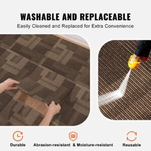 carpet tiles reusable, 24"x 24"carpet squares with padding attached, soft padded carpet tiles, easy install diy for bedroom living room (24tiles, mixed brown)