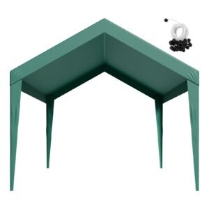 Carport Replacement Canopy, 10 x 20 ft Potable Garage Tent Top Tarp, UV-Resistant & Waterproof Car Shelter Tarp, Heavy Duty Car Port Cover with Ball Buggees, Dark Green, Frame Not Included
