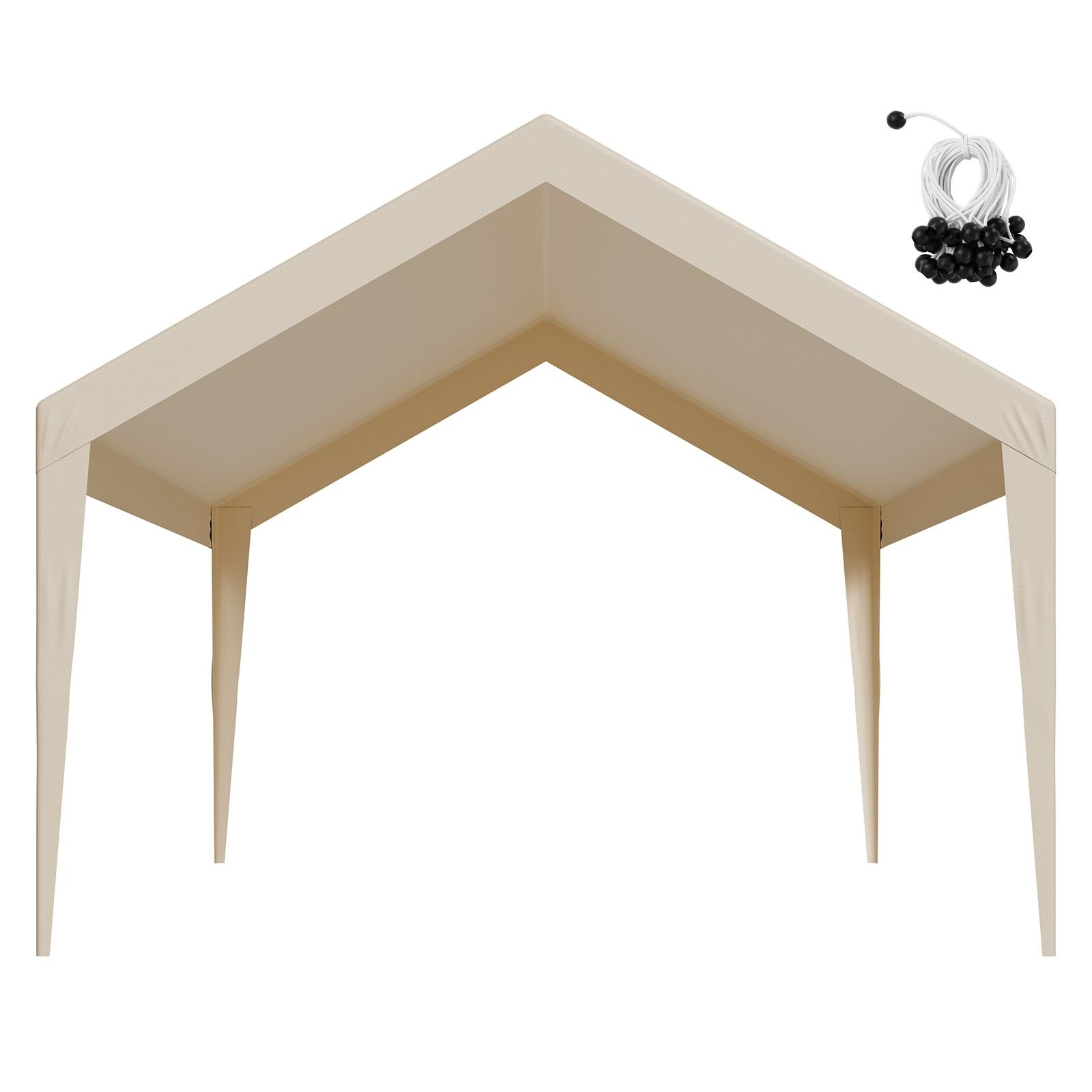 carport replacement canopy, 12 x 20 ft potable garage tent top tarp, uv resistant & waterproof car shelter tarp, heavy duty car port cover with ball buggees, beige, frame not included