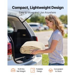 carport replacement canopy, 12 x 20 ft potable garage tent top tarp, uv resistant & waterproof car shelter tarp, heavy duty car port cover with ball buggees, beige, frame not included