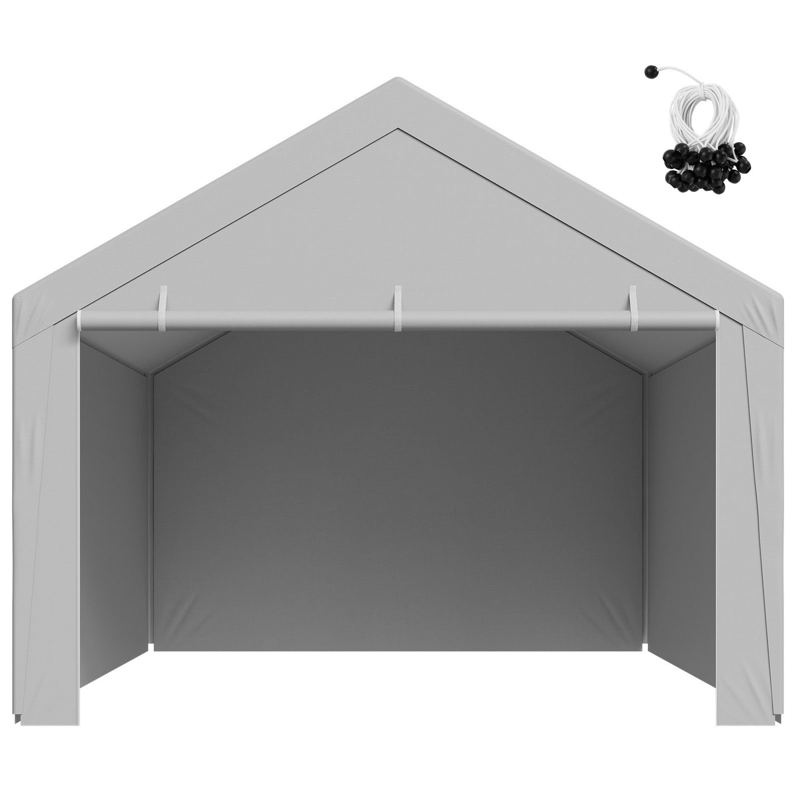 carport replacement canopy, 12 x 20 ft potable garage tent top tarp with sidewalls, uv resistant & waterproof, heavy duty car shelter tarp with ball buggees, grey, frame not included