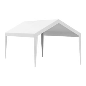 carport replacement canopy cover 10 x 20 ft, garage top tent shelter tarp heavy duty waterproof & uv protected, easy installation with ball bungees,white (only top cover, frame not include)