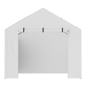 carport replacement canopy cover side wall 10 x 20 ft, garage tent shelter tarp heavy duty waterproof & uv protected, easy installation with ball bungees,white (top and frame not included)