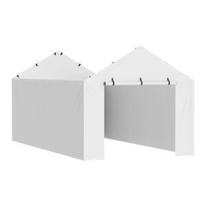 carport replacement canopy cover side wall 10 x 20 ft, garage tent shelter tarp heavy duty waterproof & uv protected, easy installation with ball bungees,white (top and frame not included)