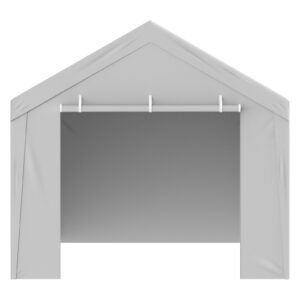 carport replacement canopy cover top + side wall 10 x 20 ft, garage tent shelter tarp heavy duty waterproof & uv protected, easy installation with ball bungees,grey (frame not included)