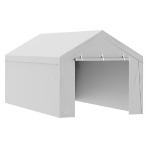 carport replacement canopy cover top + side wall 10 x 20 ft, garage tent shelter tarp heavy duty waterproof & uv protected, easy installation with ball bungees,grey (frame not included)