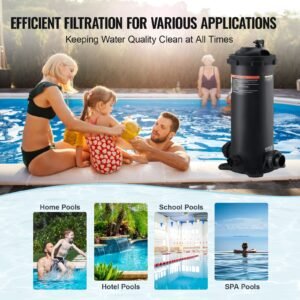 cartridge pool filter, 50sq. ft filter area inground pool filter, above ground swimming pool filtration filter system with upgrade filter &leak proof casing, for hot tubs, spa, inflatable pool